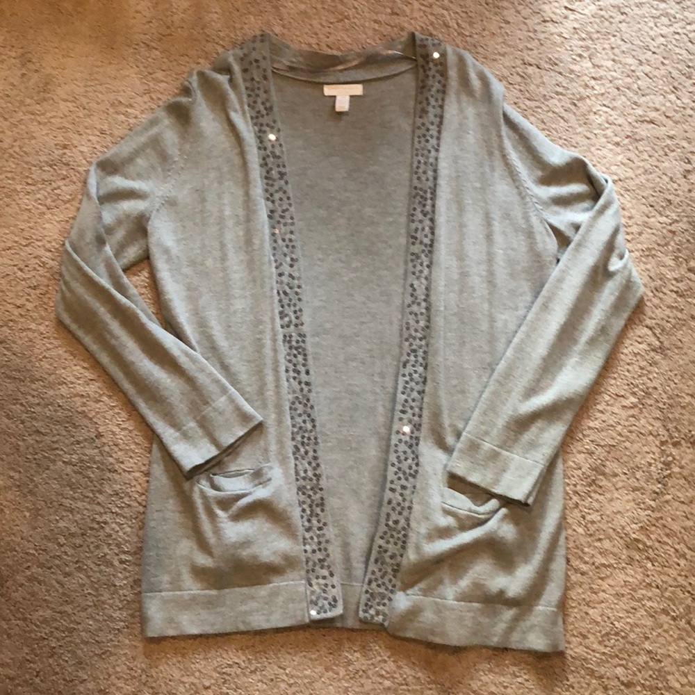 🛍Charter Club sequin long cardigan tunic gray